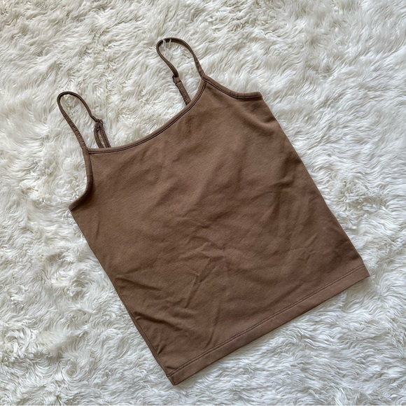 Madewell Top Scoopneck Cami Tank Fitted Cropped Rustic Wood XS NWT New - Picture 2 of 11